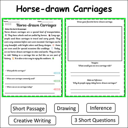 Horse-drawn Carriages | Short Reading Comprehension Creative Worksheet