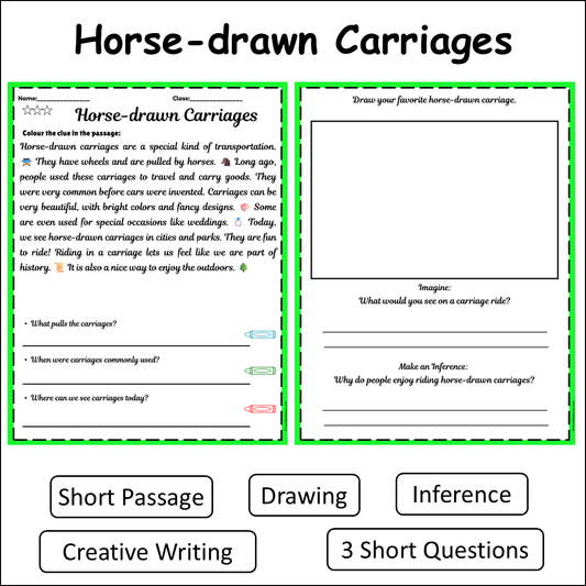 Horse-drawn Carriages | Short Reading Comprehension Creative Worksheet