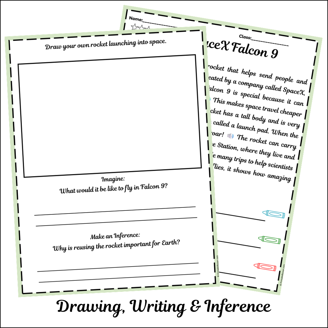 SpaceX Falcon 9 | Short Reading Comprehension Creative Worksheet