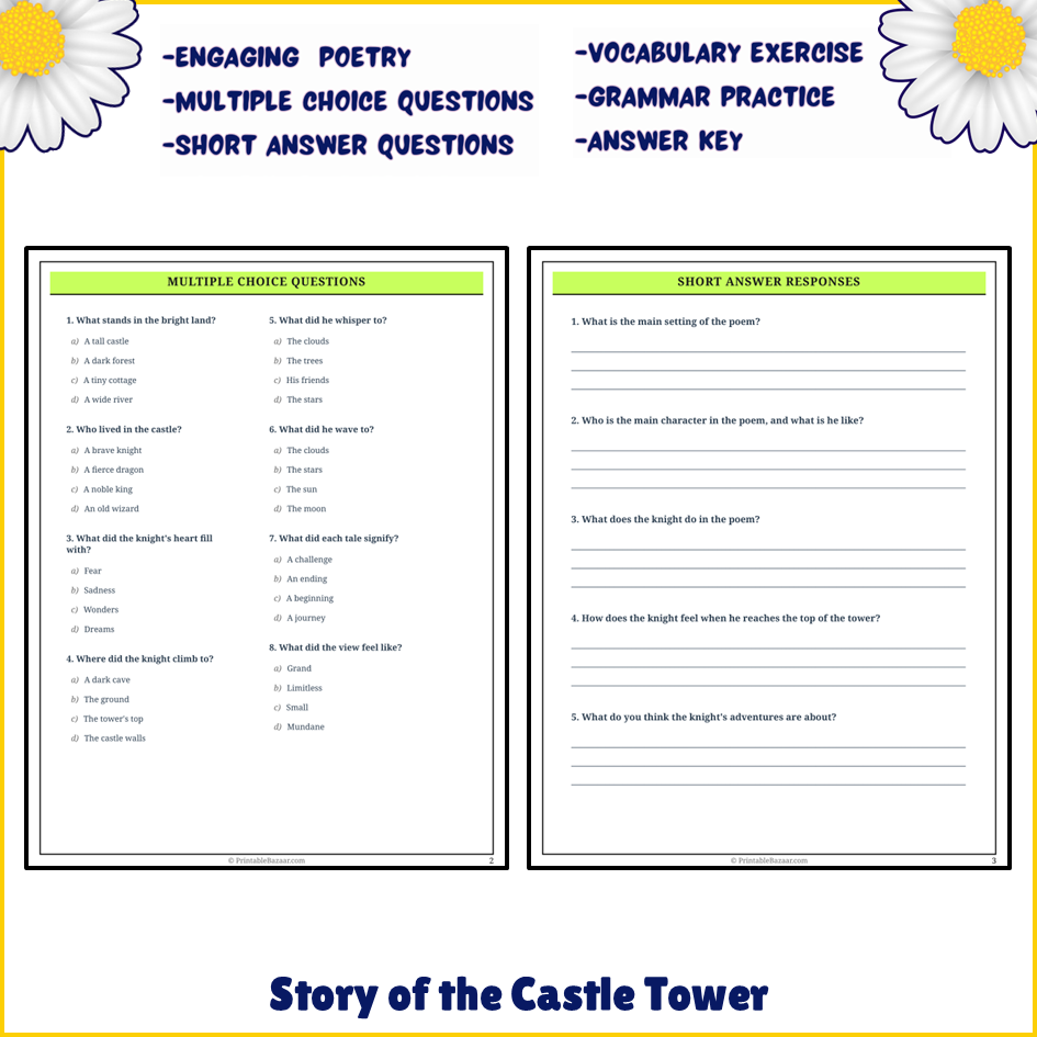 Story of the Castle Tower | Poem Grammar Worksheet Printable Activity