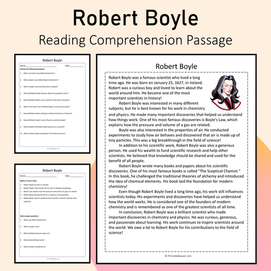 Robert Boyle | Reading Comprehension Passage Printable Activity