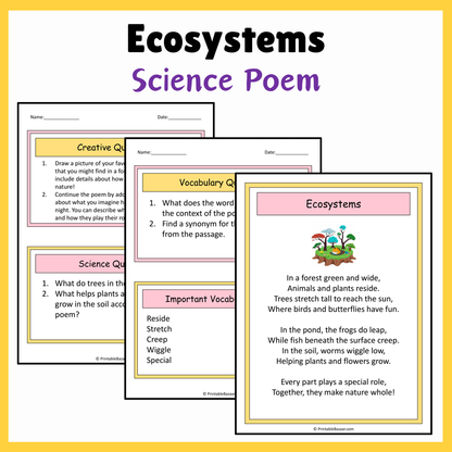 Ecosystems | Science Poem Reading Comprehension Activity