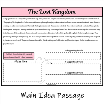 The Lost Kingdom | Main Idea and Supporting Details Reading Passage and Questions