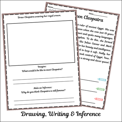 Queen Cleopatra | Short Reading Comprehension Creative Worksheet