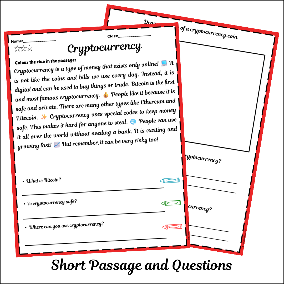 Cryptocurrency | Short Reading Comprehension Creative Worksheet