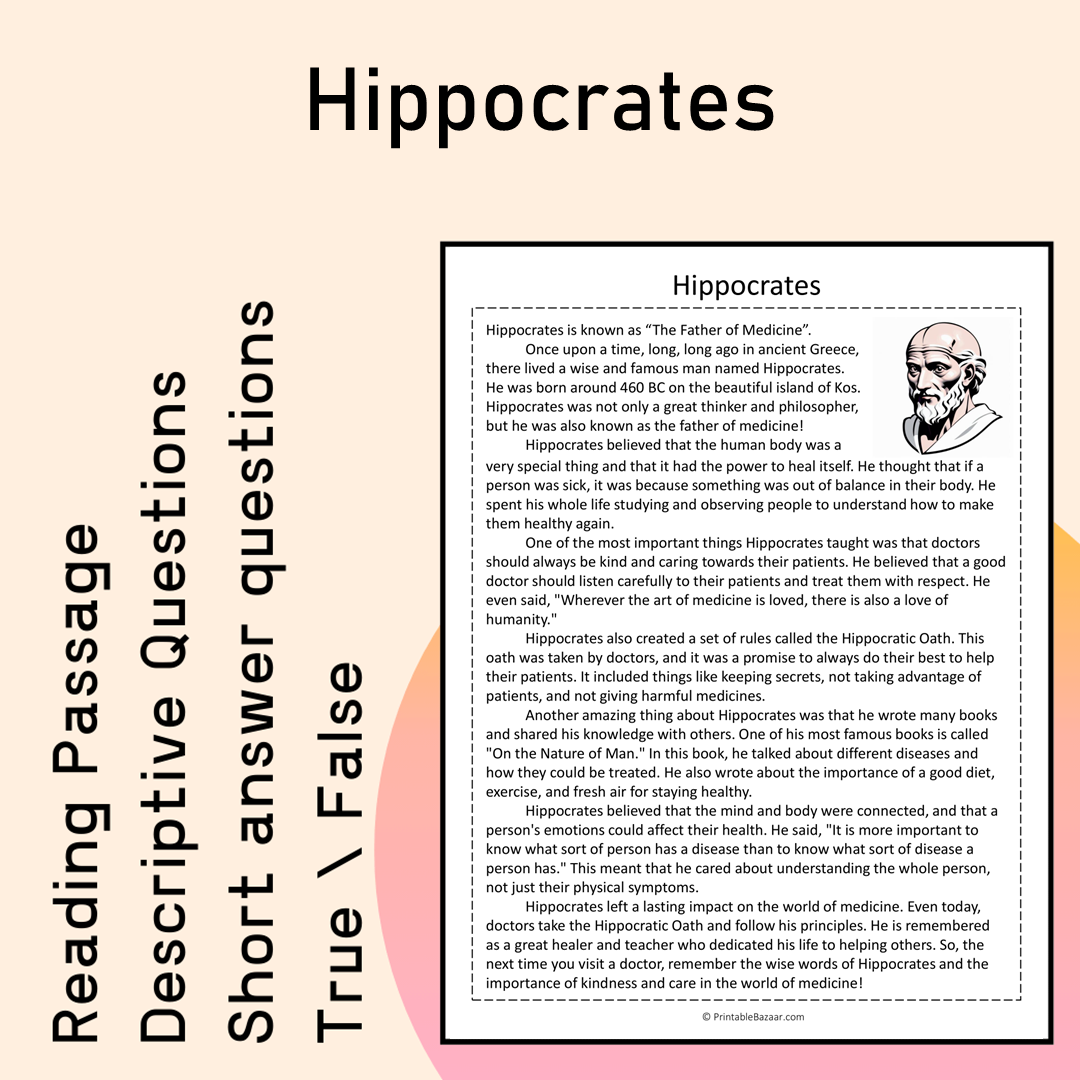 Hippocrates | Reading Comprehension Passage Printable Activity