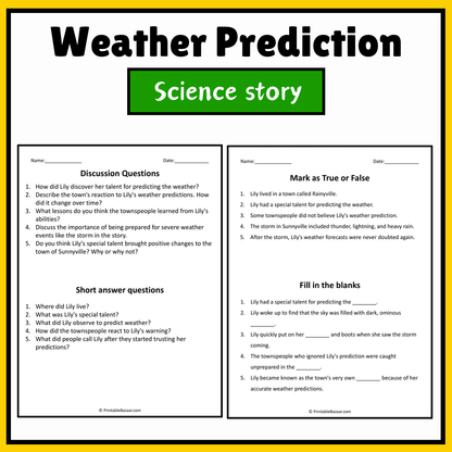 Weather Prediction | Science Story Reading Comprehension Activity