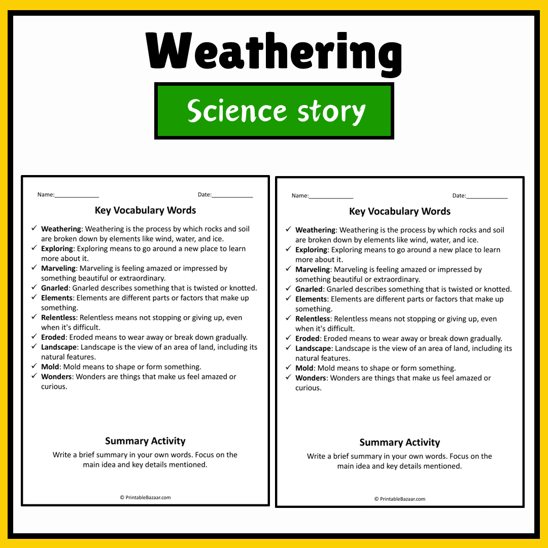 Weathering | Science Story Reading Comprehension Activity