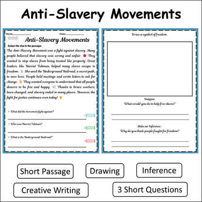 Anti-Slavery Movements | Short Reading Comprehension Creative Worksheet