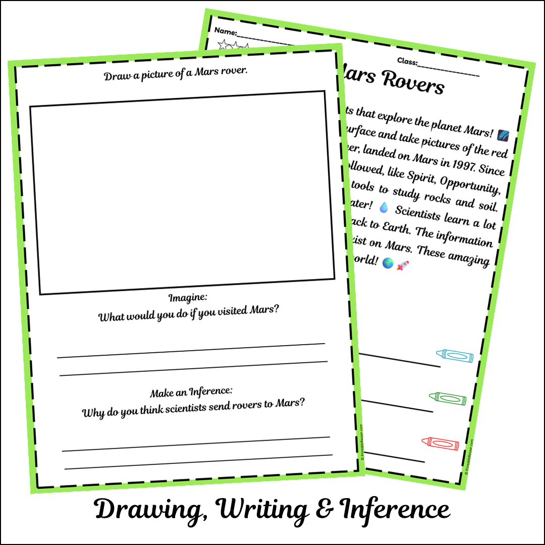 Mars Rovers | Short Reading Comprehension Creative Worksheet