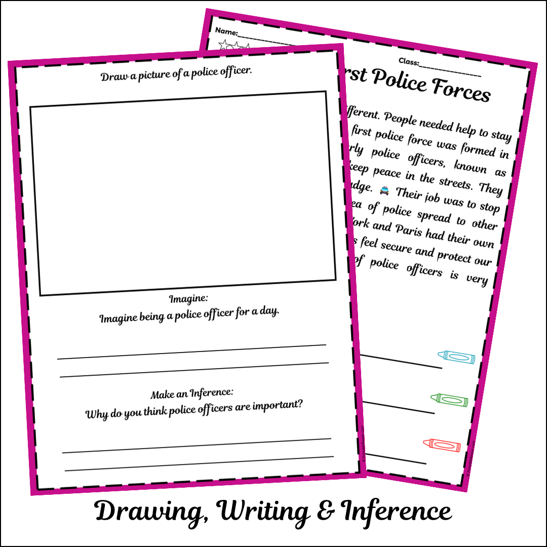 The First Police Forces | Short Reading Comprehension Creative Worksheet