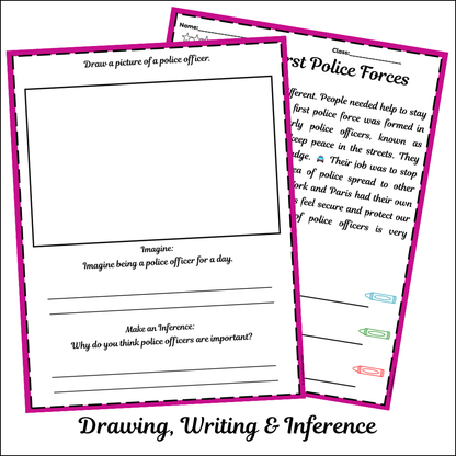 The First Police Forces | Short Reading Comprehension Creative Worksheet