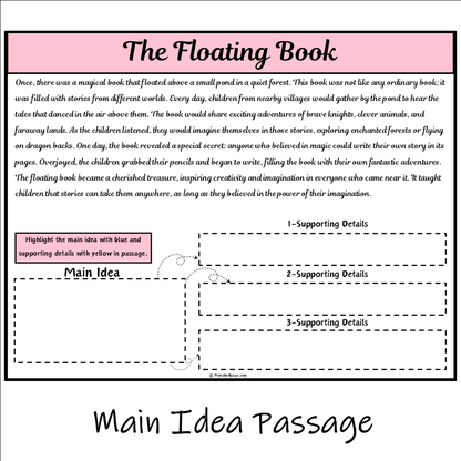 The Floating Book | Main Idea and Supporting Details Reading Passage and Questions