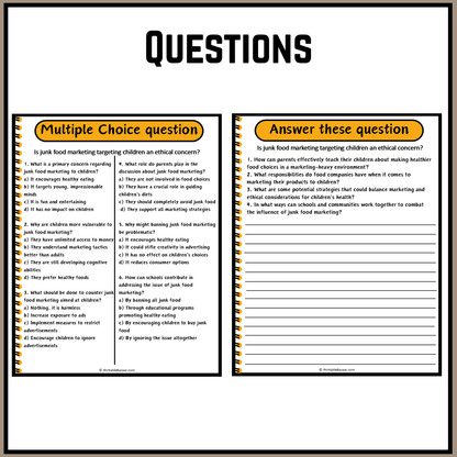 Is junk food marketing targeting children an ethical concern? | Debate Case Study Worksheet