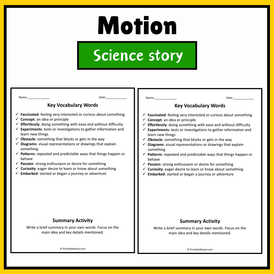 Motion | Science Story Reading Comprehension Activity