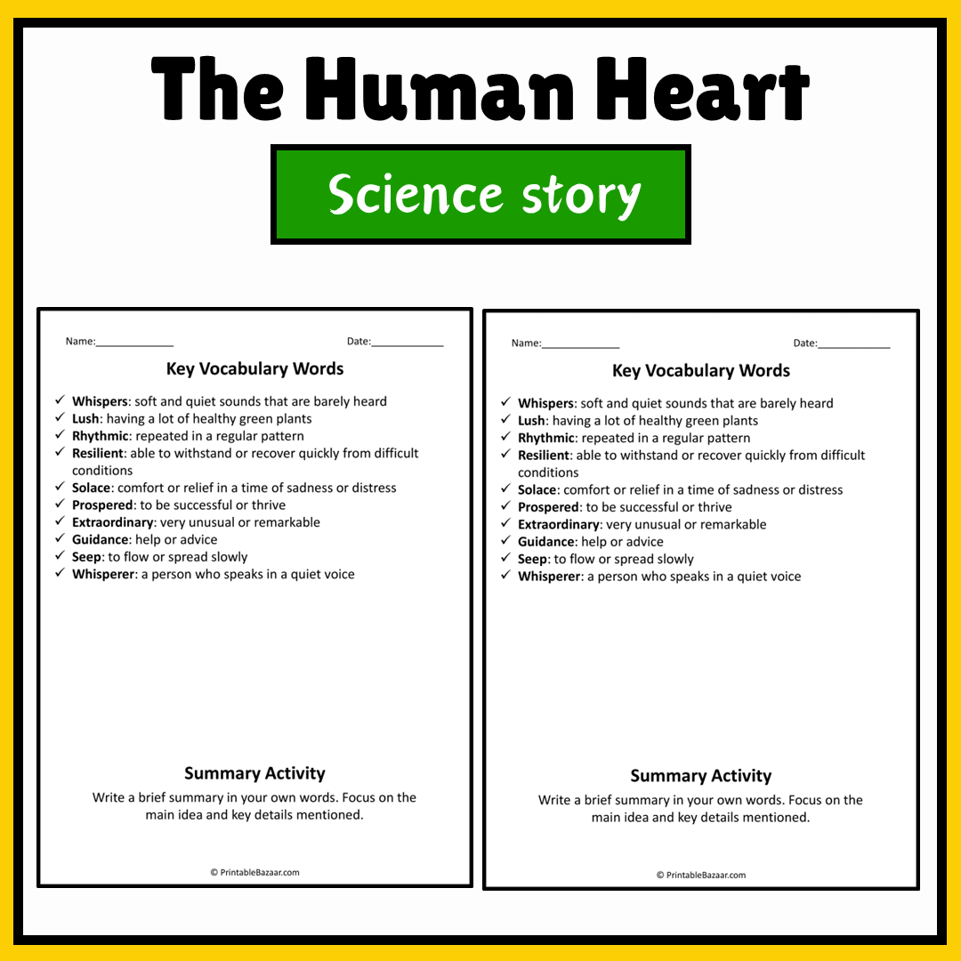 The Human Heart | Science Story Reading Comprehension Activity