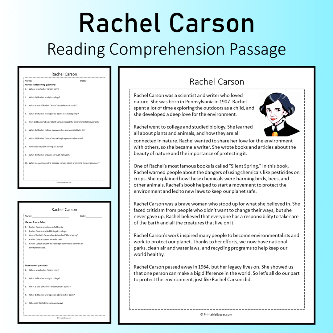 Rachel Carson | Reading Comprehension Passage Printable Worksheet