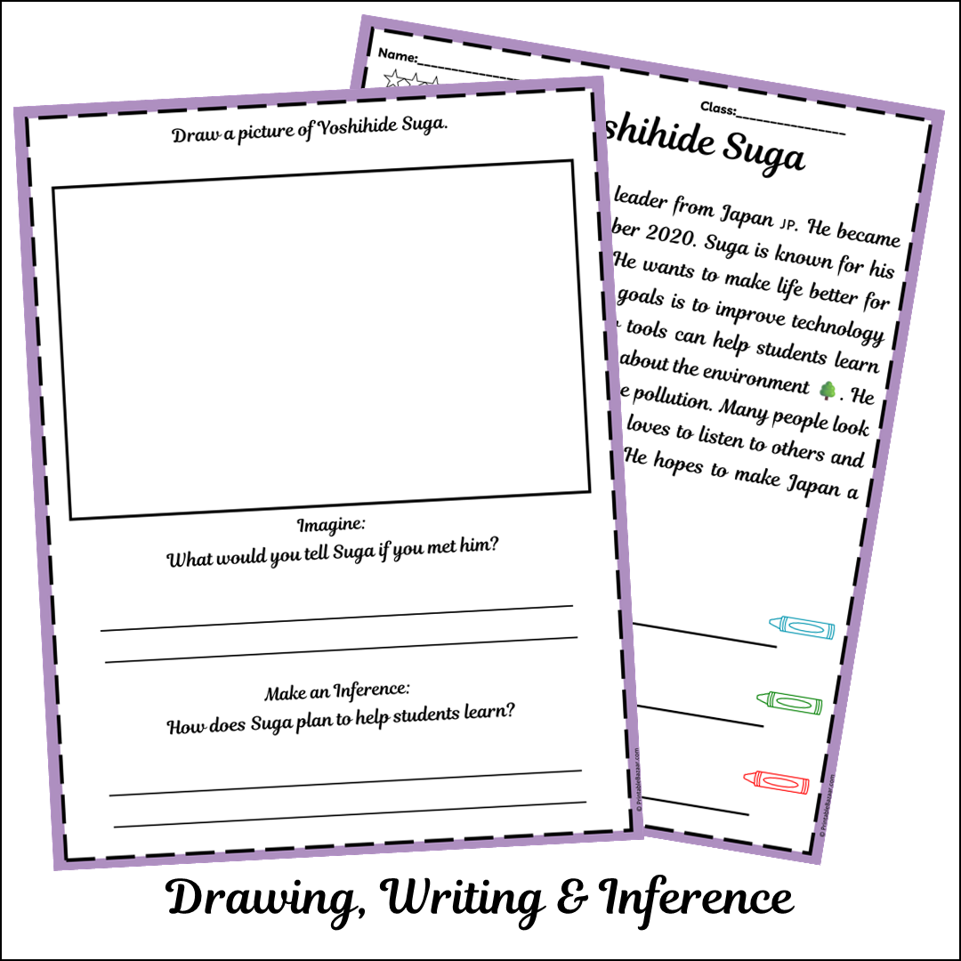 Yoshihide Suga | Short Reading Comprehension Creative Worksheet