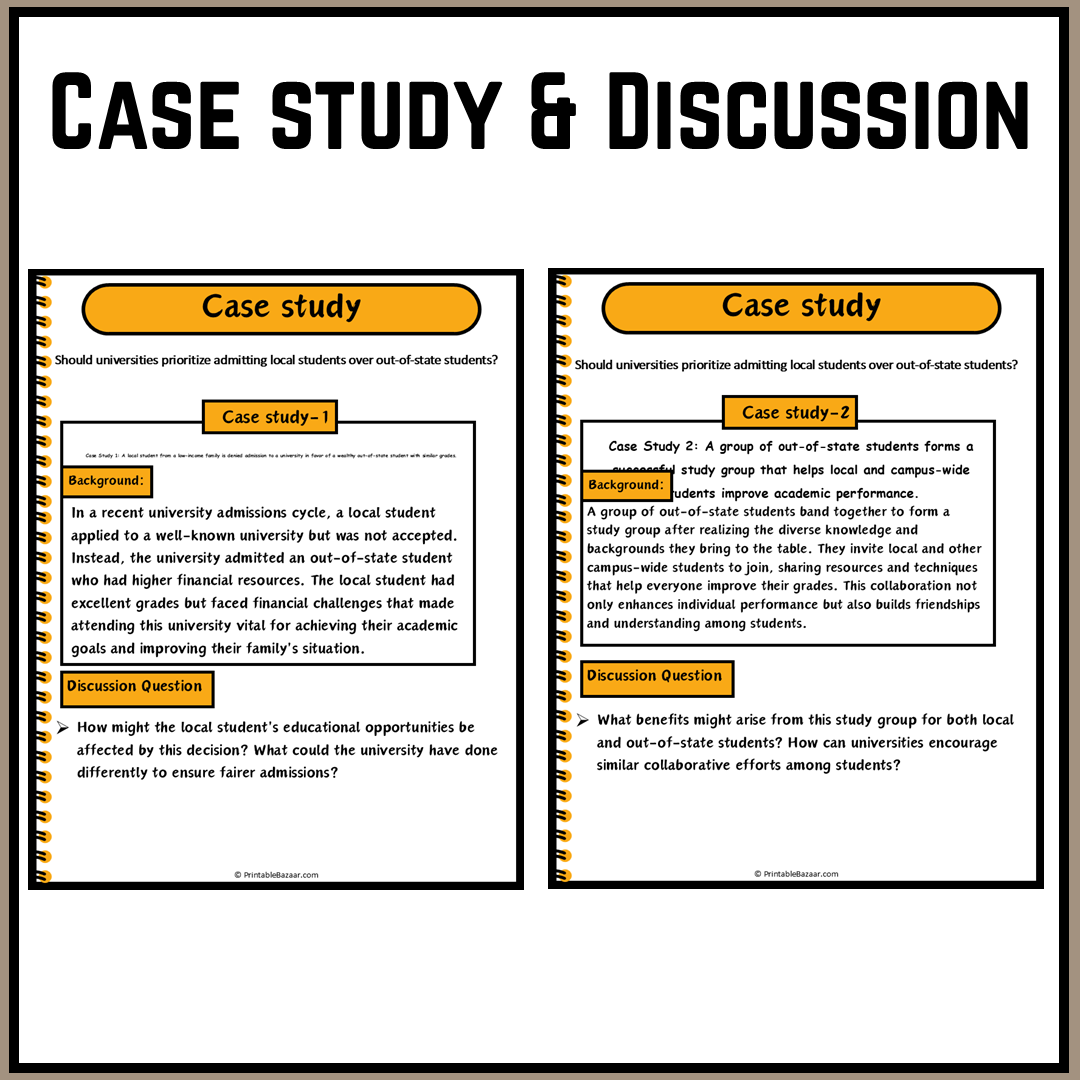 Should universities prioritize admitting local students over out-of-state students? | Debate Case Study Worksheet