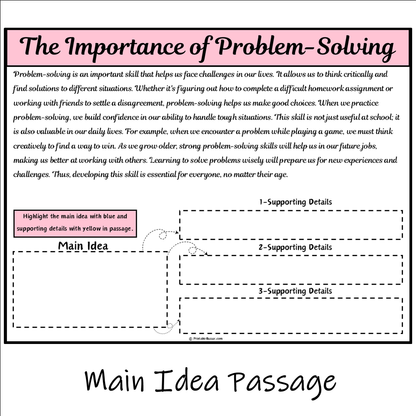 The Importance of Problem-Solving | Main Idea and Supporting Details Reading Passage and Questions