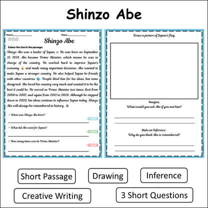 Shinzo Abe | Short Reading Comprehension Creative Worksheet