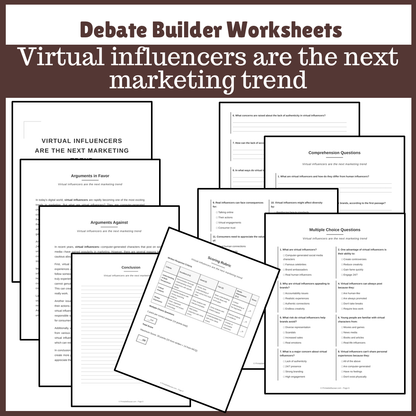 Virtual influencers are the next marketing trend | Favour and Against Worksheet Printable Activity