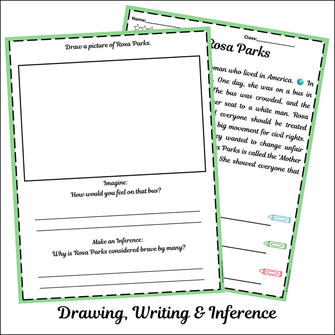 Rosa Parks | Short Reading Comprehension Creative Worksheet