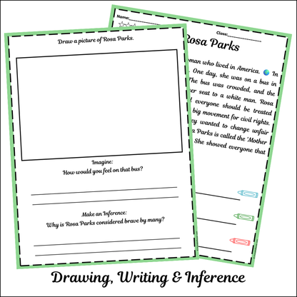 Rosa Parks | Short Reading Comprehension Creative Worksheet