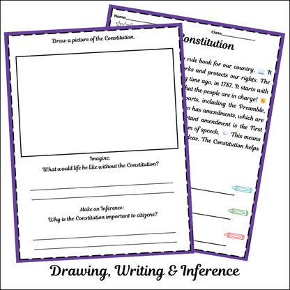 Constitution | Short Reading Comprehension Creative Worksheet