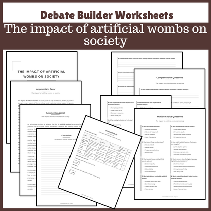 The impact of artificial wombs on society | Favour and Against Worksheet Printable Activity