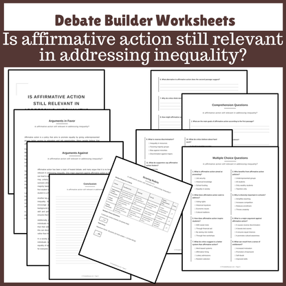 Is affirmative action still relevant in addressing inequality? | Favour and Against Worksheet Printable Activity