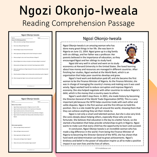 Ngozi Okonjo-Iweala | Reading Comprehension Passage Printable Activity