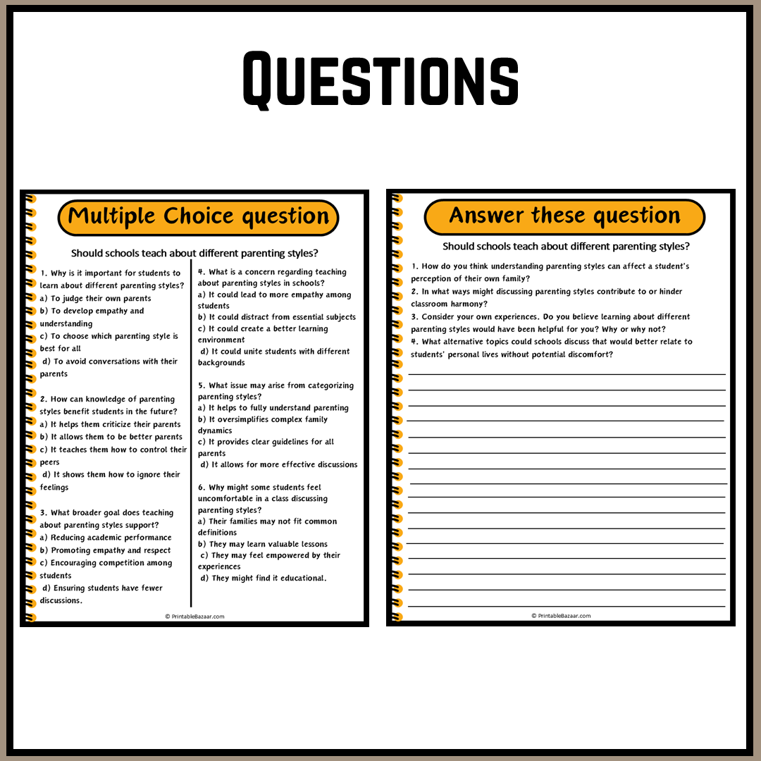 Should schools teach about different parenting styles? | Debate Case Study Worksheet