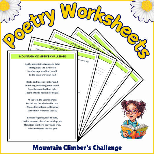 Mountain Climber's Challenge | Poem Grammar Worksheet Printable Activity