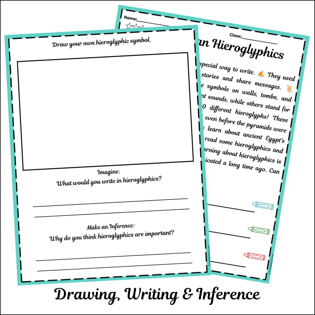 Egyptian Hieroglyphics | Short Reading Comprehension Creative Worksheet