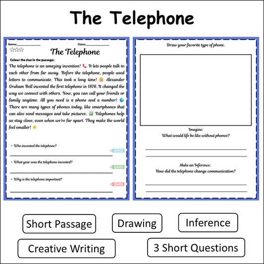 The Telephone | Short Reading Comprehension Creative Worksheet