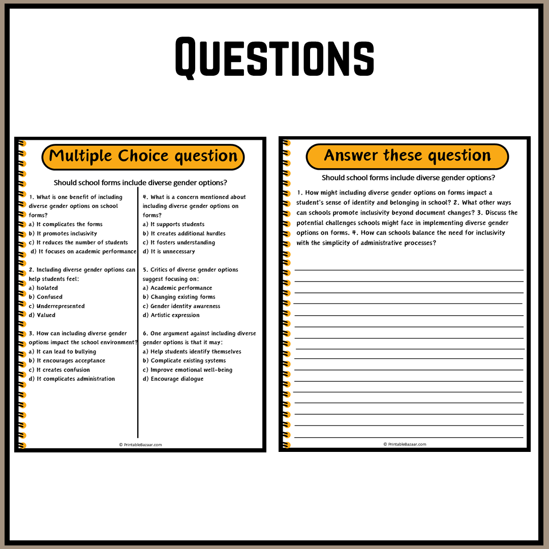 Should school forms include diverse gender options? | Debate Case Study Worksheet