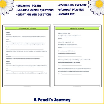 A Pencil's Journey | Poem Grammar Worksheet Printable Activity