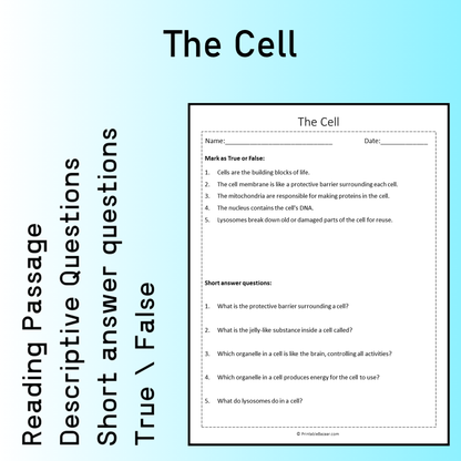 The Cell | Reading Comprehension Passage Printable Worksheet