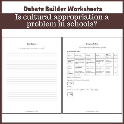 Is cultural appropriation a problem in schools? | Favour and Against Worksheet Printable Activity