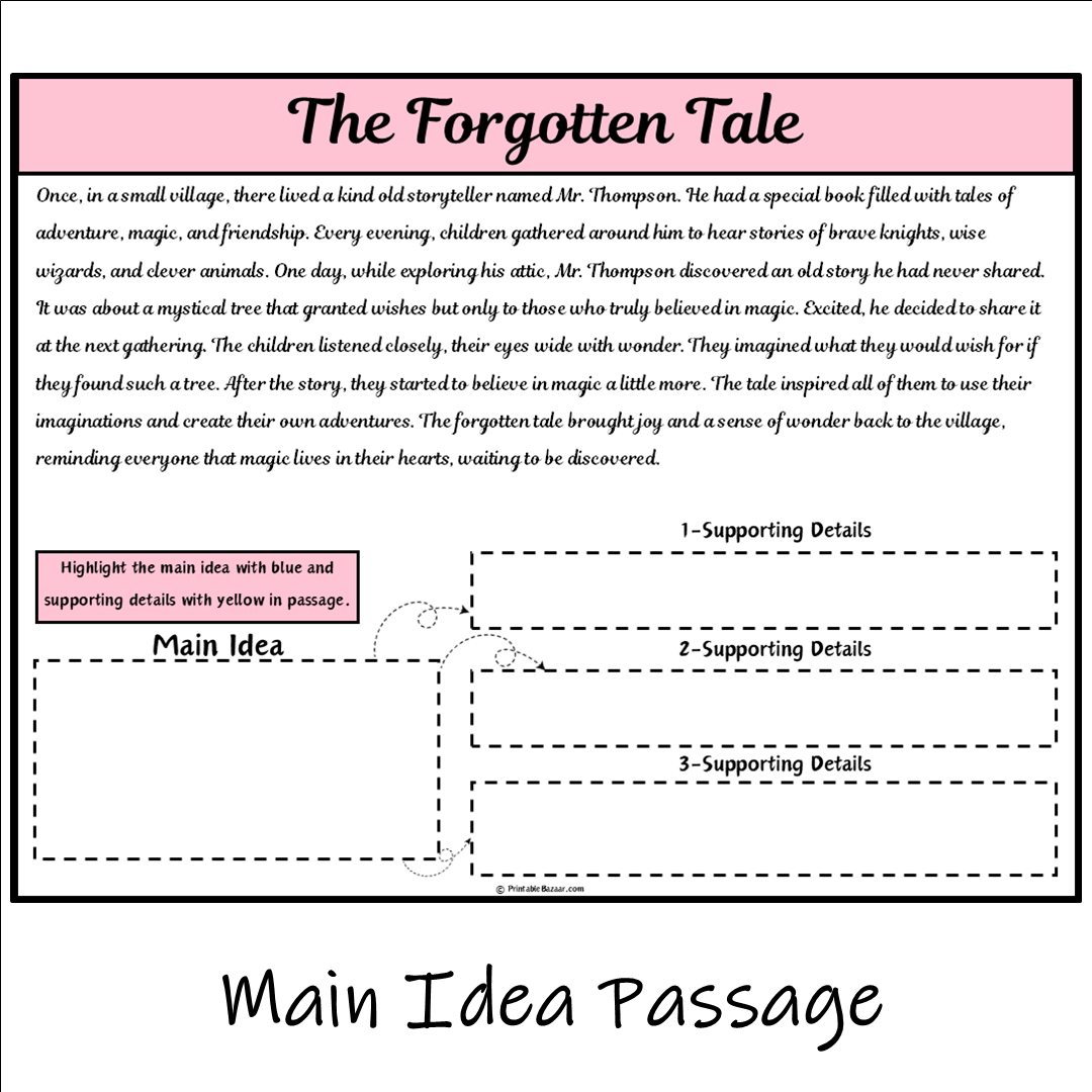 The Forgotten Tale | Main Idea and Supporting Details Reading Passage and Questions