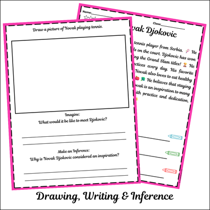 Novak Djokovic | Short Reading Comprehension Creative Worksheet