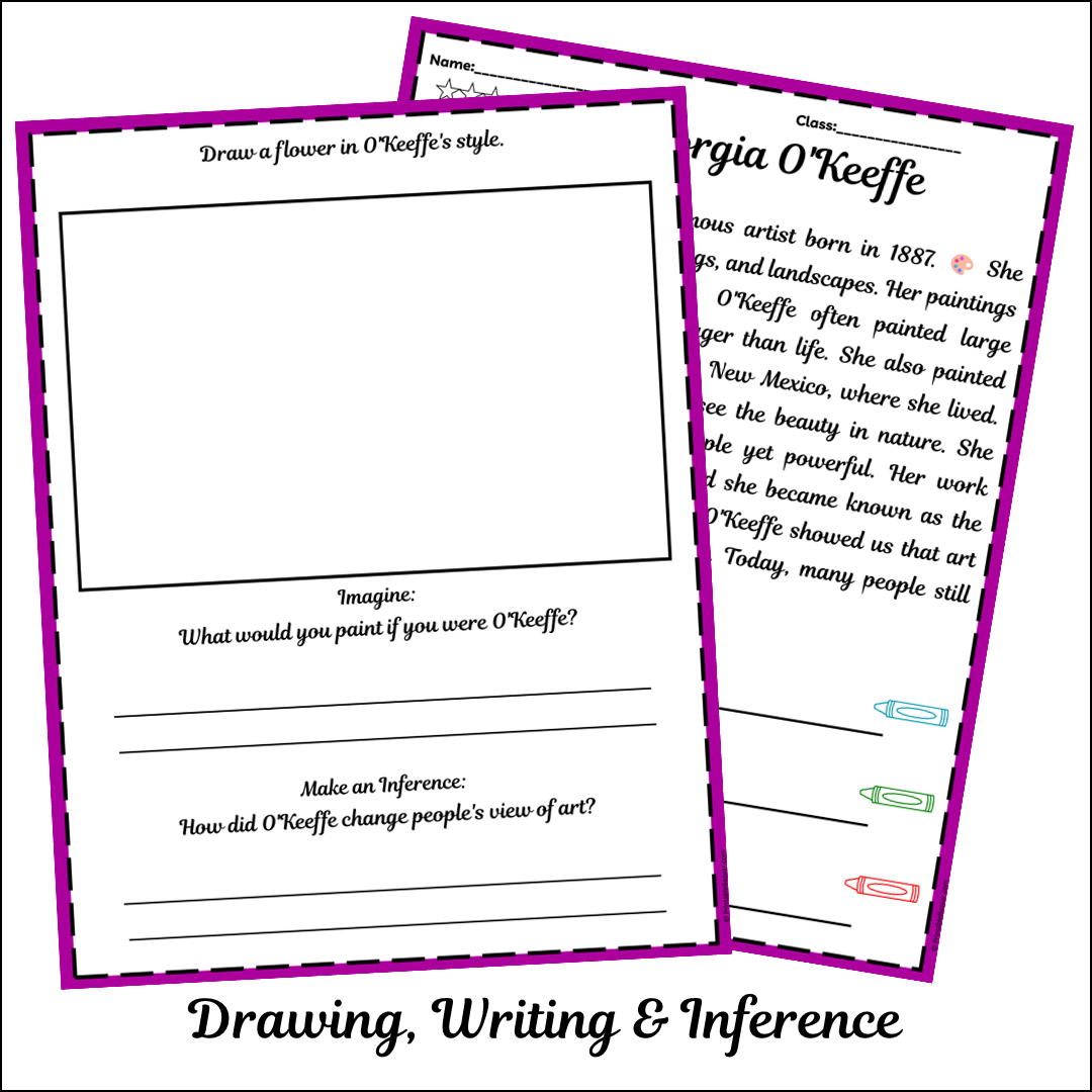 Georgia O'Keeffe | Short Reading Comprehension Creative Worksheet