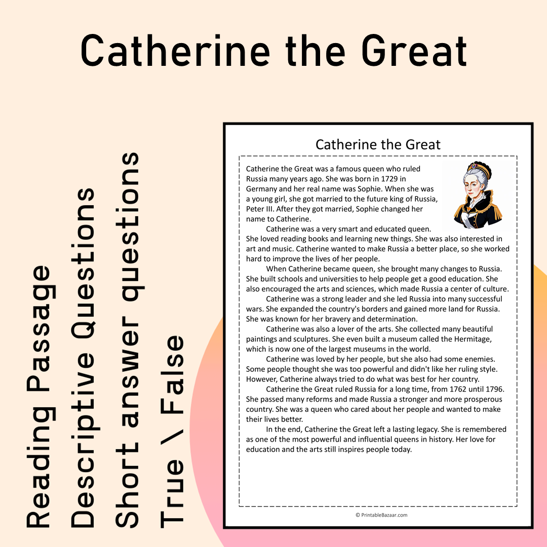 Catherine the Great | Reading Comprehension Passage Printable Activity