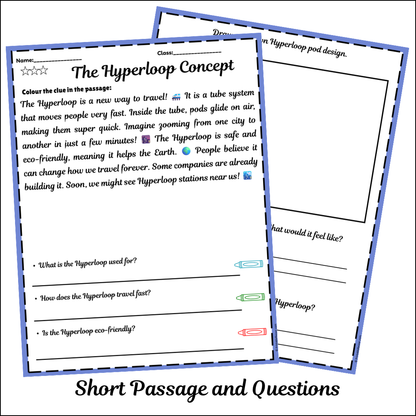 The Hyperloop Concept | Short Reading Comprehension Creative Worksheet