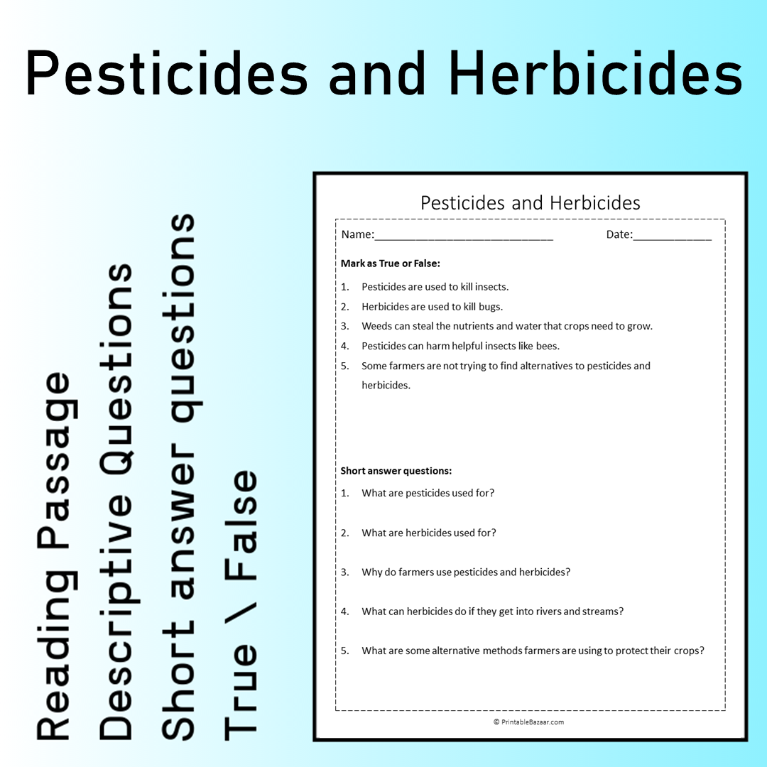 Pesticides and Herbicides | Reading Comprehension Passage Printable Worksheet