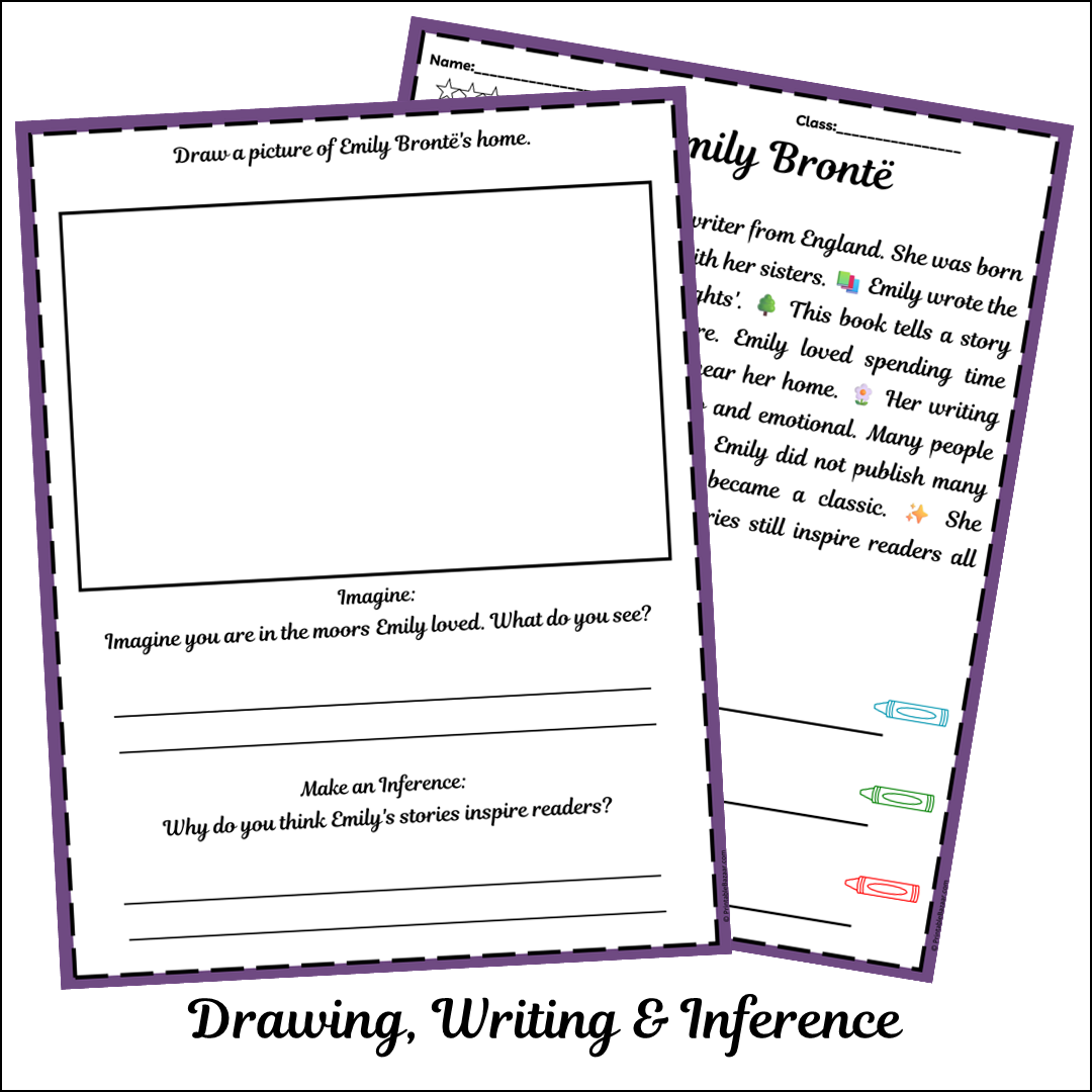 Emily Brontë | Short Reading Comprehension Creative Worksheet