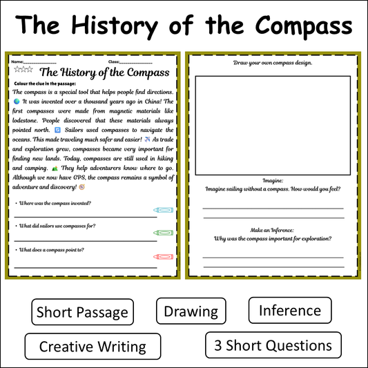 The History of the Compass | Short Reading Comprehension Creative Worksheet