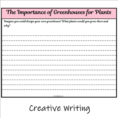 The Importance of Greenhouses for Plants | Main Idea and Supporting Details Reading Passage and Questions