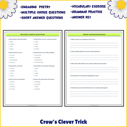 Crow's Clever Trick | Poem Grammar Worksheet Printable Activity